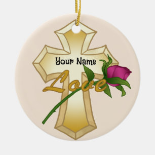 Love Rose Christian Cross Ornament