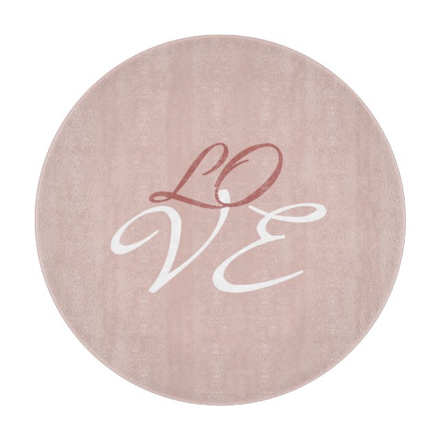 Love Rose Gold Color Calligraphy Script Cutting Board (Front)
