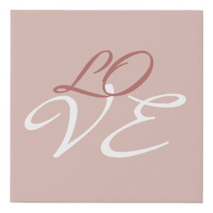 Love Rose Gold Color Calligraphy Script Faux Canvas Print