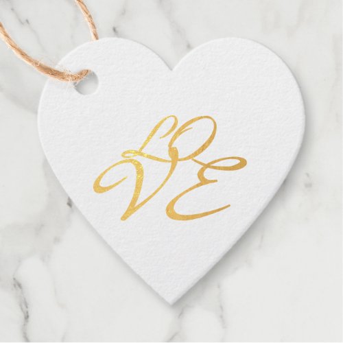 Love Rose Gold Color Calligraphy Script Foil Favor Tags