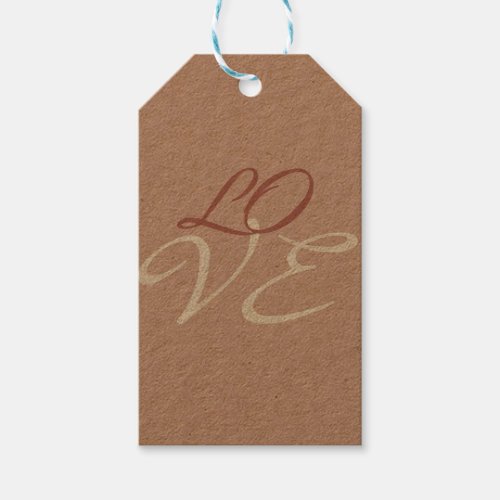 Love Rose Gold Color Calligraphy Script Gift Tags