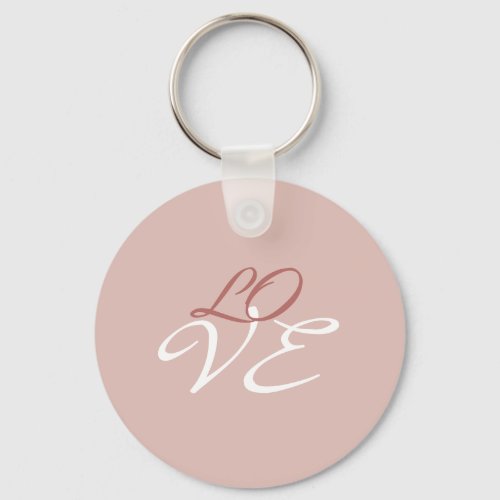 Love Rose Gold Color Calligraphy Script Keychain