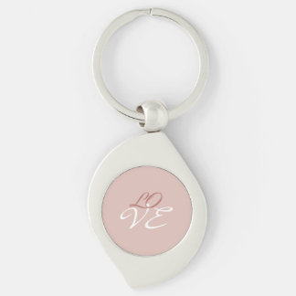 Love Rose Gold Color Calligraphy Script Keychain