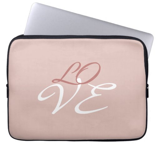 Love Rose Gold Color Calligraphy Script Laptop Sleeve