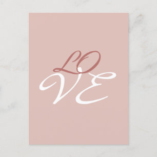 Love Rose Gold Color Calligraphy Script Postcard