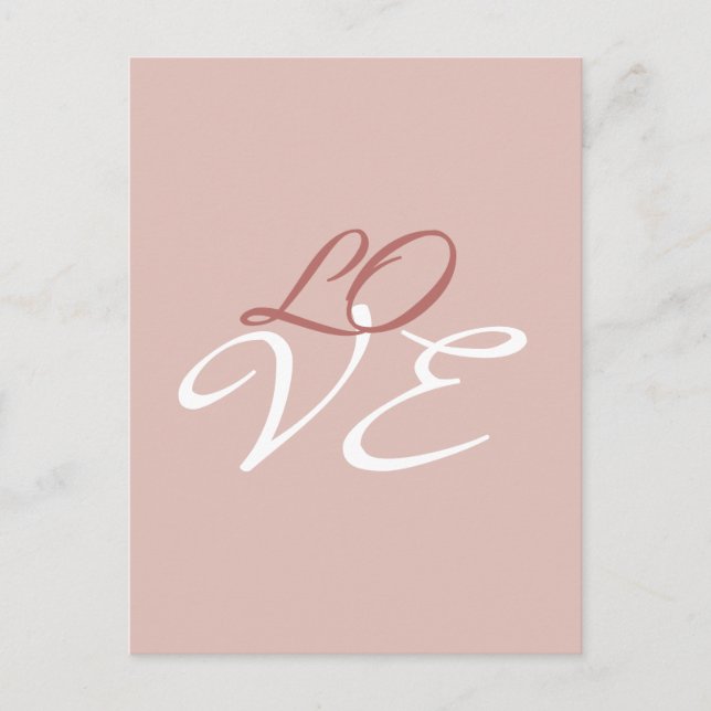 Love Rose Gold Color Calligraphy Script Postcard (Front)