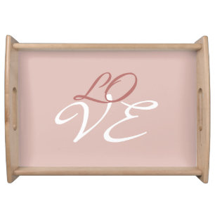 Love Rose Gold Color Calligraphy Script Serving Tray