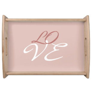 Love Rose Gold Color Calligraphy Script Serving Tray