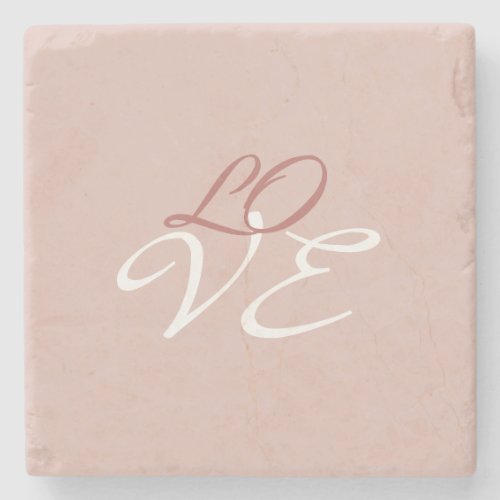 Love Rose Gold Color Calligraphy Script Stone Coaster