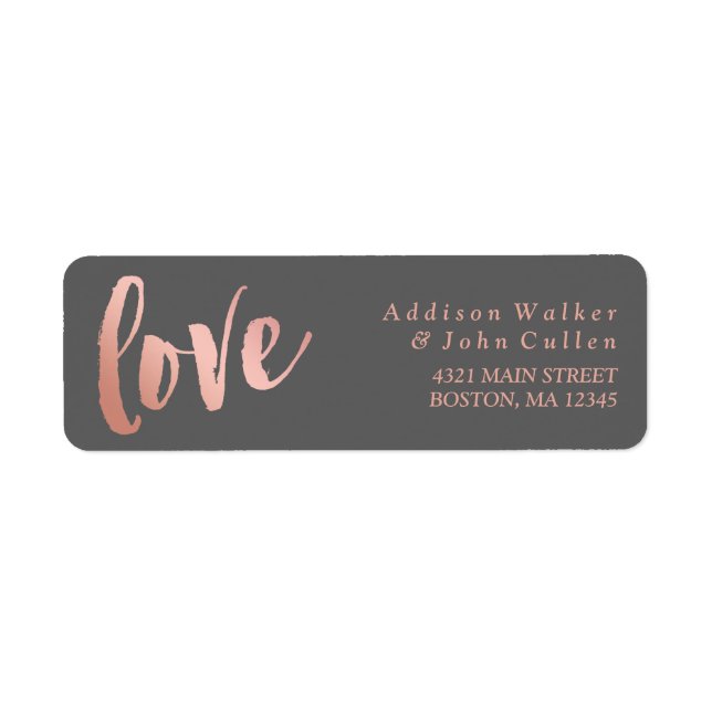 Love | Rose Gold & Gray | Custom Name Label (Front)