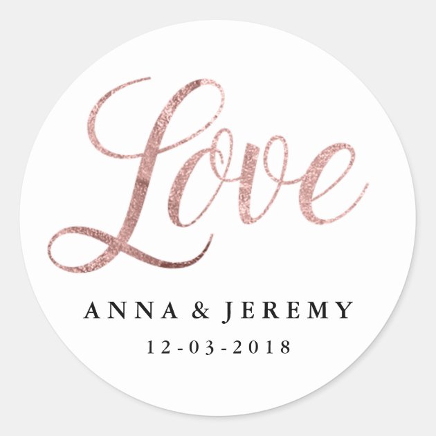Love Rose Gold Wedding Sticker