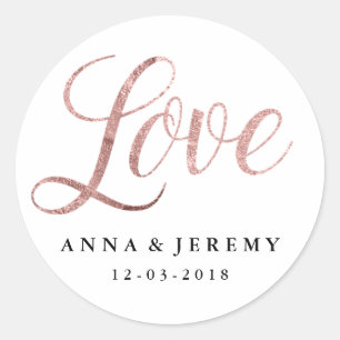 Love Rose Gold Wedding Sticker