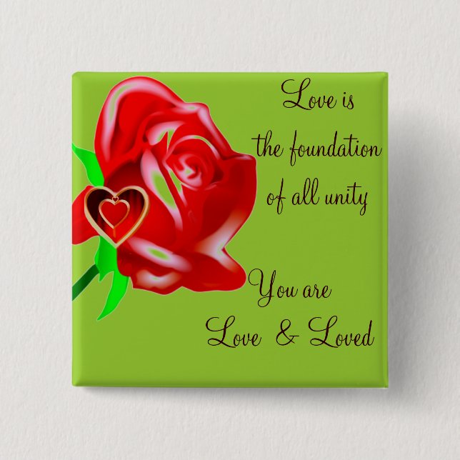 Love-Rose & Heart_ Pinback Button (Front)
