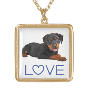 Love Rottweiler Puppy Dog Pendant Necklace