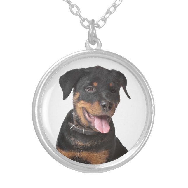 Love Rottweiler Puppy Dog Pendant Necklace (Front)