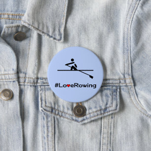 Love rowing caption blue button