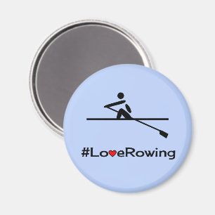 Love rowing caption blue magnet