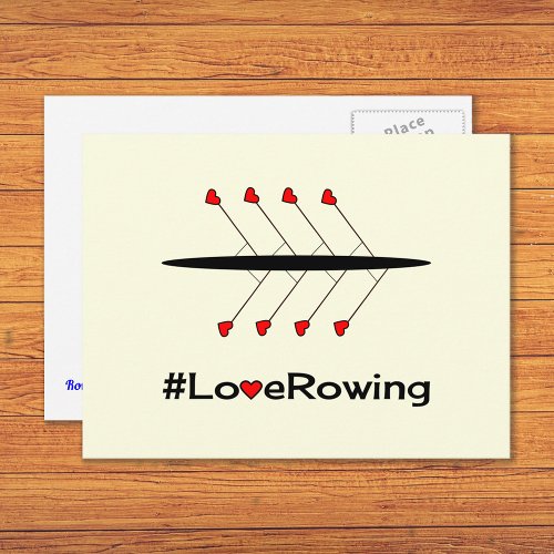 Love Rowing slogan and boat Postcard