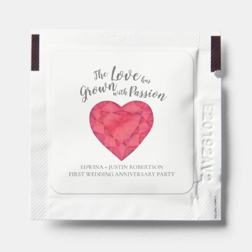 Love ruby after the wedding 1st anniversary party hand sanitizer packet