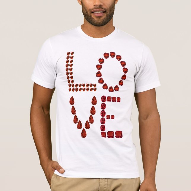 Love – Ruby Gemstone Lettering T-Shirt (Front)
