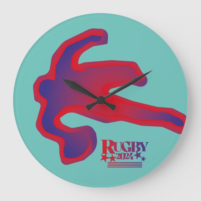 LOVE RUGBY BY MASANSER PIXELAT LARGE CLOCK (Front)