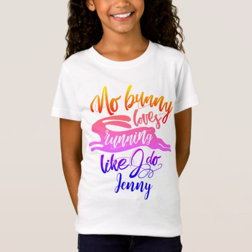  Love Run Fun Rainbow Bunny Motivation Typography T_Shirt