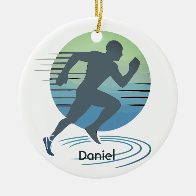Love Running Marathon Competitive Runner Custom Ceramic Ornament (Front)