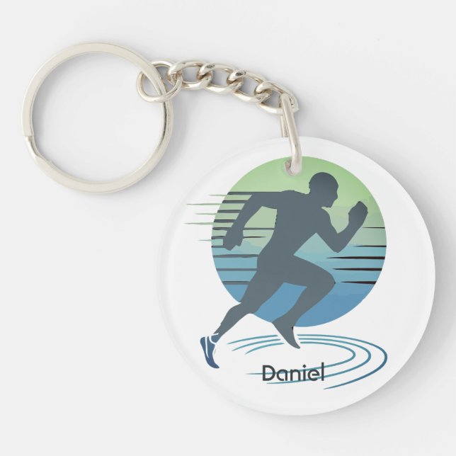 Love Running Marathon Competitive Runner Custom Keychain (Front)