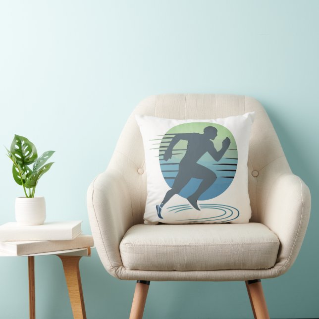 Love Running Marathon Competitive Runner Custom Throw Pillow (Chair)