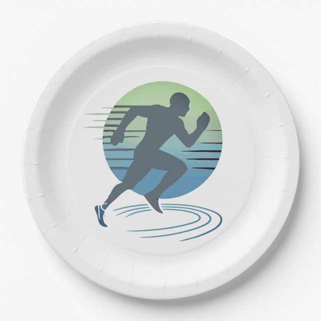 Love Running Marathon Competitive Runner Event Paper Plates (Front)