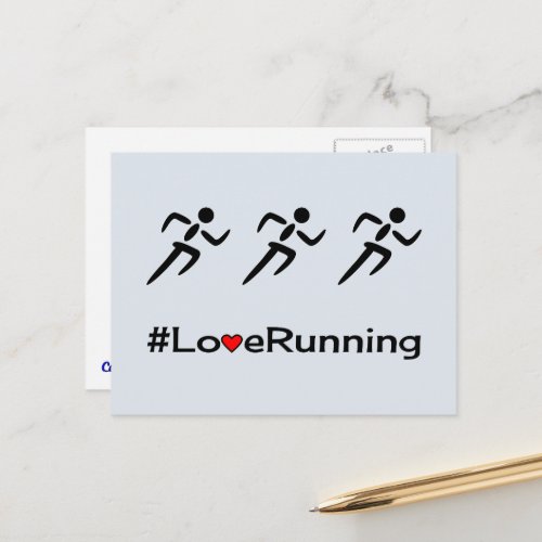 Love running pictogram pale blue postcard