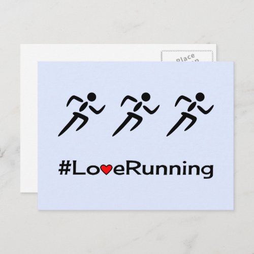 Love running pictogram pale blue postcard