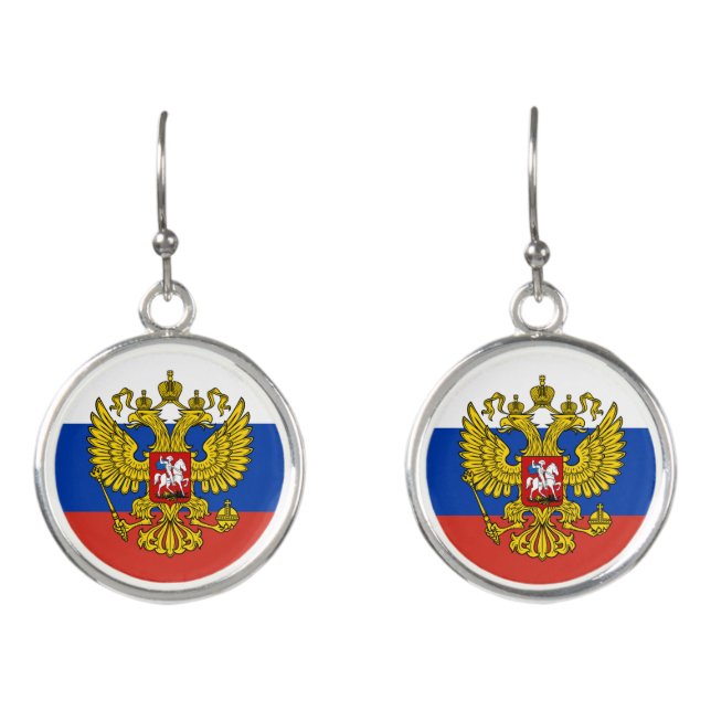Love Russia & Russian Flag fashion / sports Россия Earrings (Front)