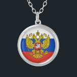 Love Russia & Russian Flag fashion / sports Россия Silver Plated Necklace<br><div class="desc">Necklace (fashion): Russia,  Emblem & Russian Flag fashion design - love my country,  travel,  holiday,  country patriots / sports fans</div>