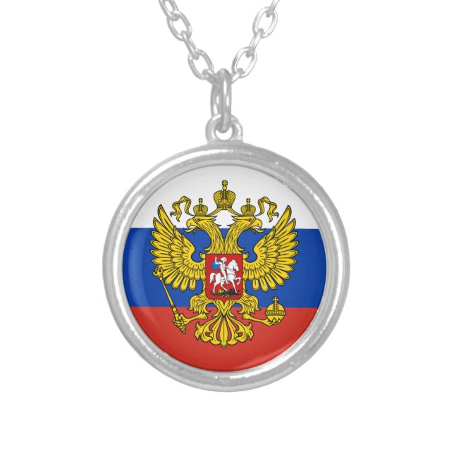 Love Russia & Russian Flag fashion / sports Россия Silver Plated Necklace (Front)
