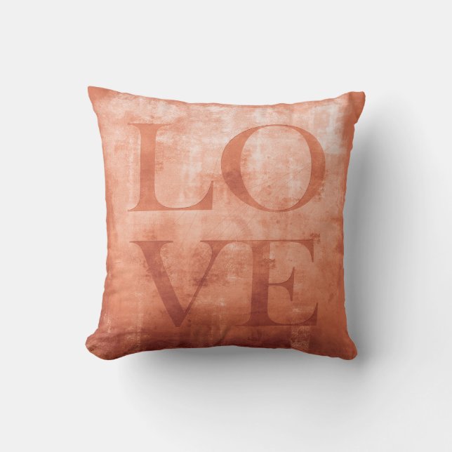 LOVE - Rustic coral Throw Pillow (Front)