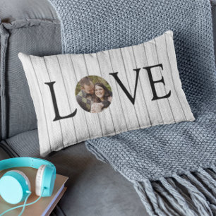 Love Rustic Photo Wood Lumbar Pillow