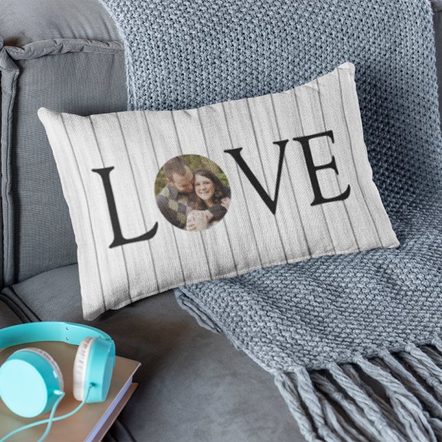 Love Rustic Photo Wood Lumbar Pillow (Creator Uploaded)