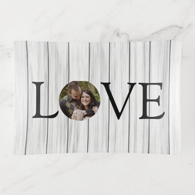 Love Rustic Photo Wood Trinket Tray (Front)