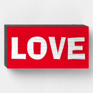 LOVE RUSTIC RED WOOD WALL SIGN