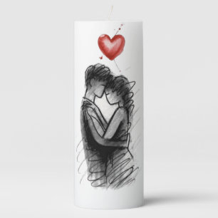 Love’s Embrace Sketch   Romantic Wedding Unity  Pillar Candle