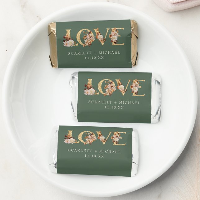 Love Sage Green Candy Favor (Fall Copper Love Sage Green Chocolate Candy Favor by Painted Paperie
)