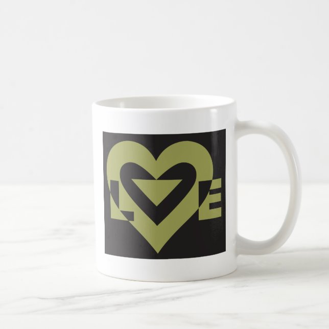 Love Sage Green on Black Coffee Mug (Right)