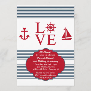 Love Sailing Anniversary Party Invitation