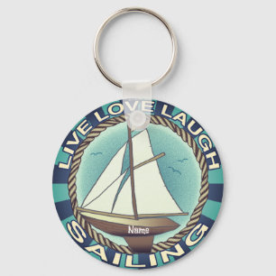 Love Sailing Sailboat  Keychain