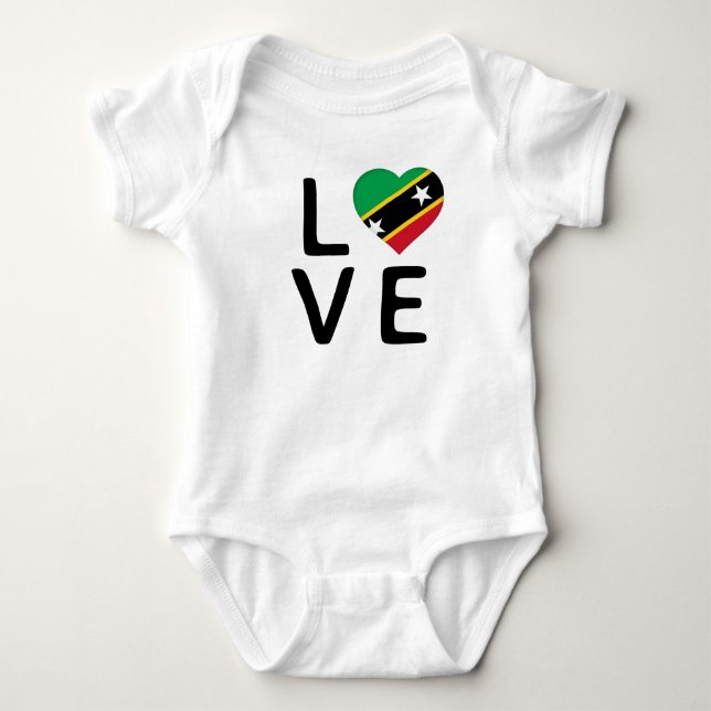 Love - Saint Kitts and Nevis Flag Baby Bodysuit (Front)