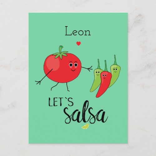 Love Salsa Dancing Humorous Cute Food Quote Postcard