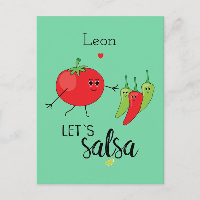 Love Salsa Dancing Humorous Cute Food Quote Postcard (Front)