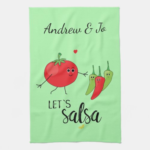 Love Salsa Dancing Humorous Cute Food Slogan Kitchen Towel