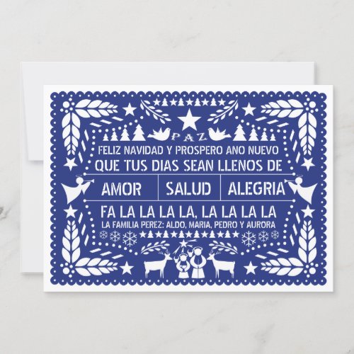 Love salud cheeked blue Christmas paper Holiday Card